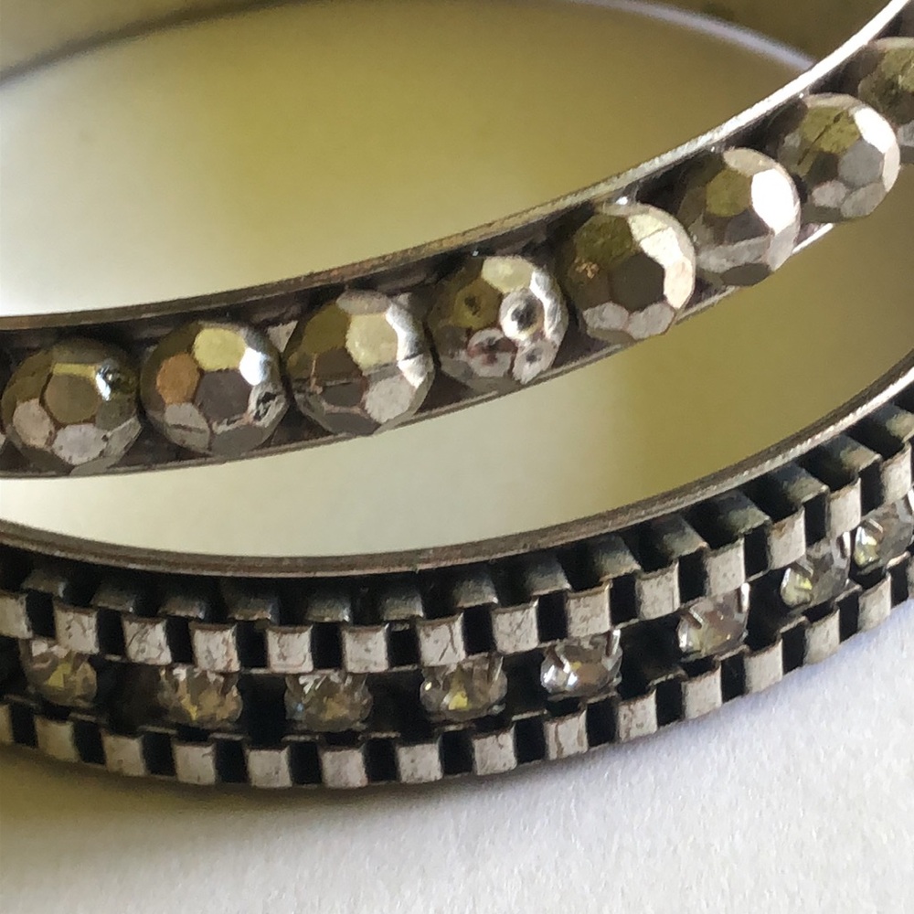 Silver Tone Rhinestone Stackable Bangle Bracelet Bundle - Picture 7 of 8